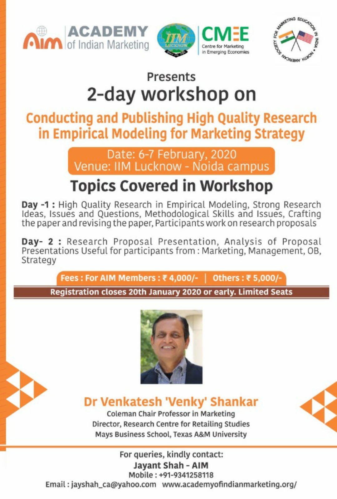 Two Day Faculty Development Workshop by Prof. Venky (Venkatesh) Shankar